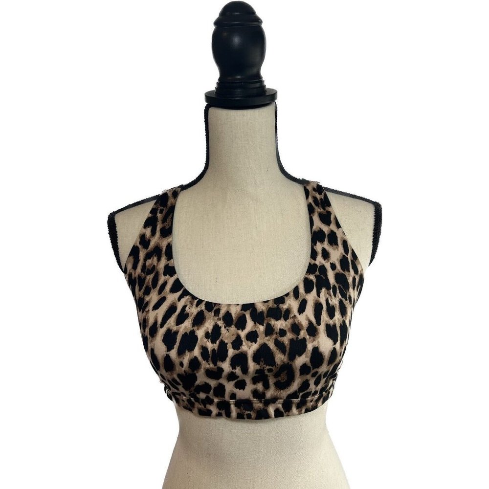 Victoria’s Secret Leopard Strappy Sports Bra Size Large Cross Cross
